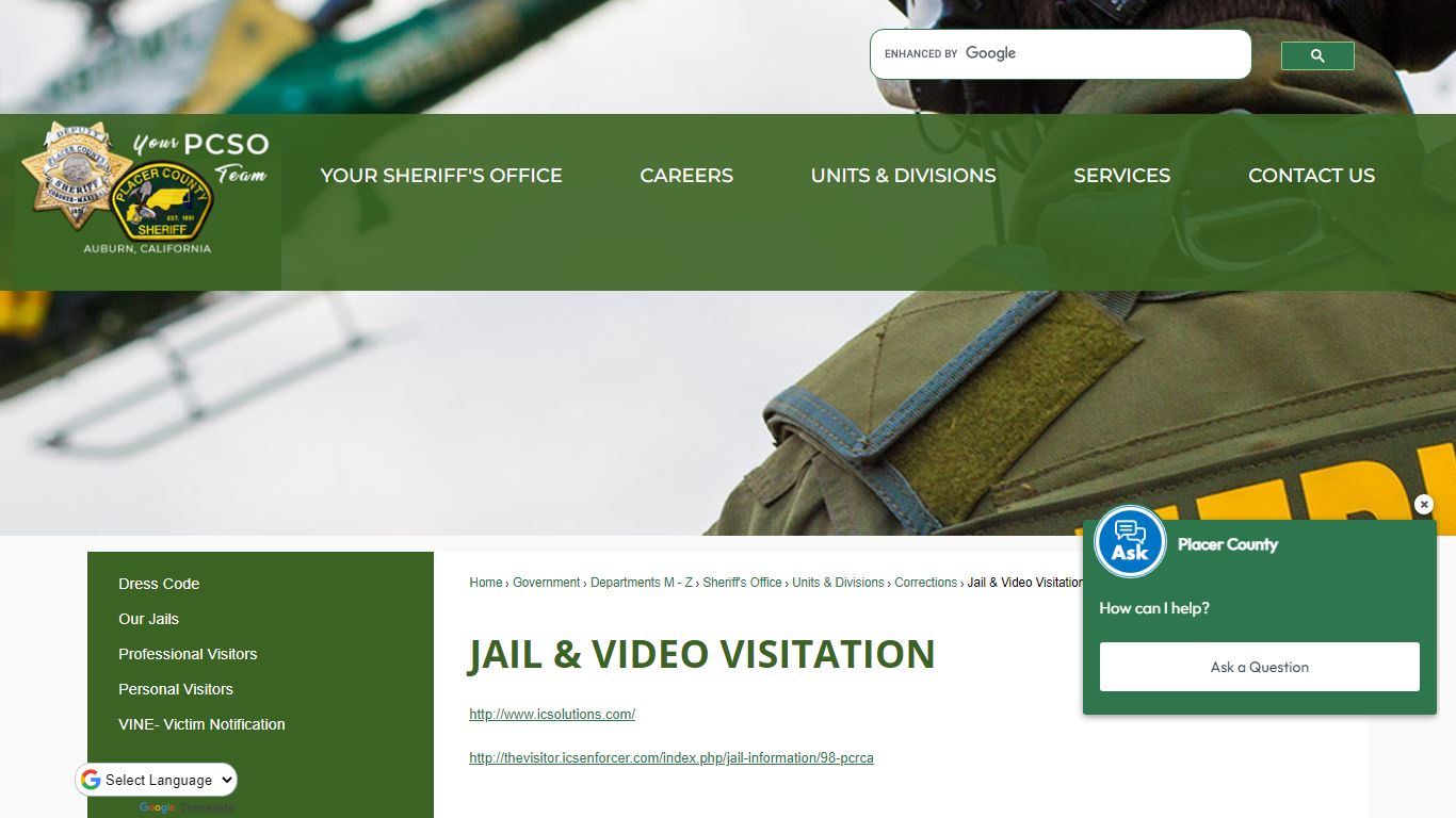 Jail & Video Visitation | Placer County, CA