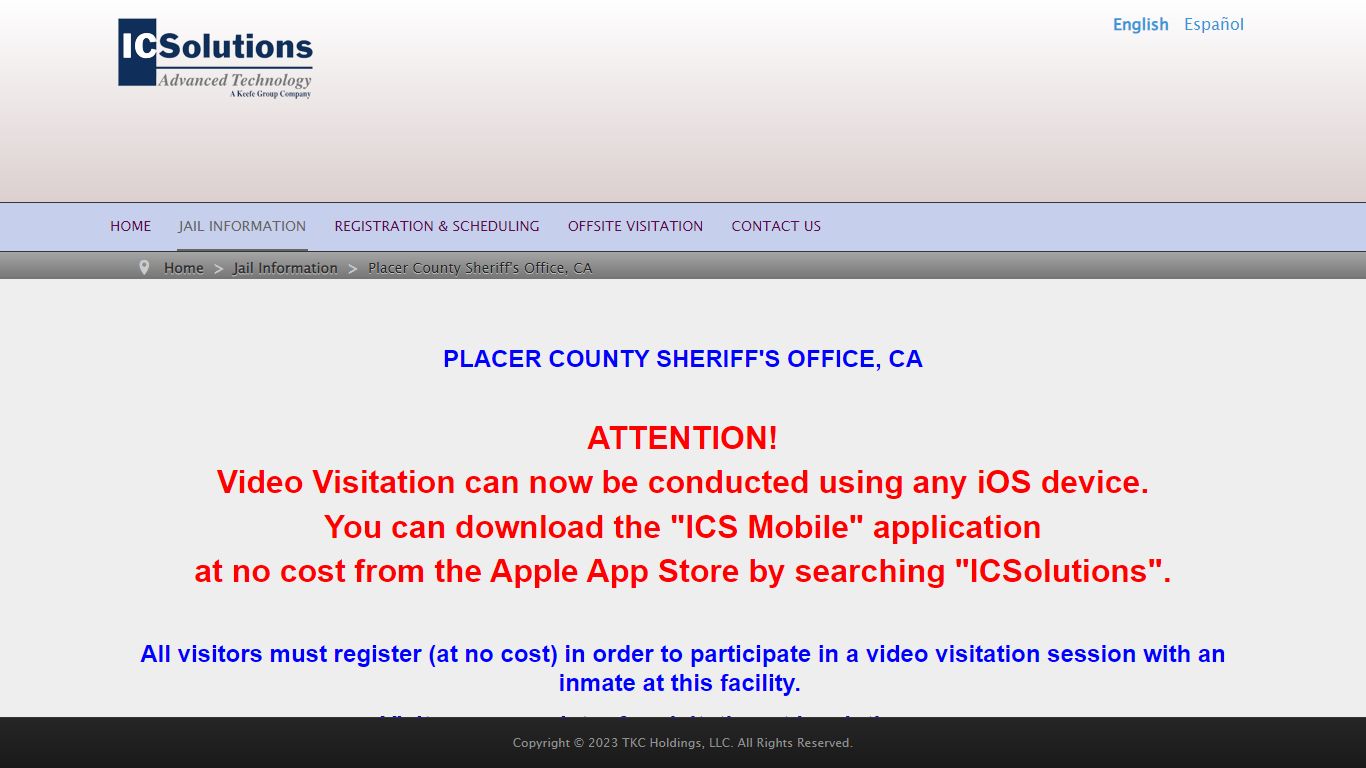 Placer County Sheriff's Office, CA - The Visitor by ICSolutions